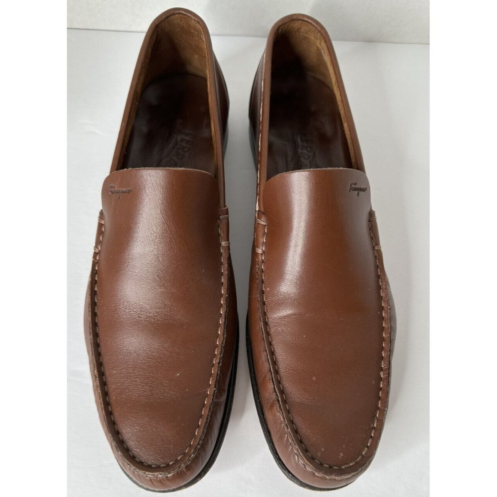 Salvatore Ferragamo Brown Leather  Loafers Sz 8 1/2 D Luxury